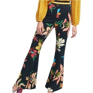 ANTHROPOLOGIE FARM RIO CALLA FLARE RETRO FLORAL PANTS SIZE S